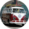neonklok volkswagen camper rood wit